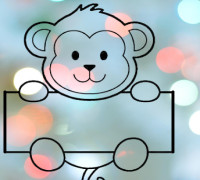 Monkey Plaque Cookie Cutter 3D model