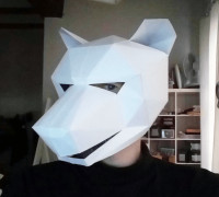 Low poly wolf paper mask 3D model