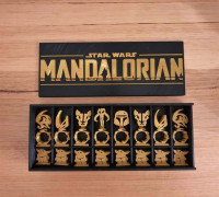 Mandalorian Chess Set and display box 3D model