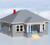 HO Scale Rusticated Brick House 3D model