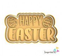 "Happy Easter" with eggs cookie cutter 3D model