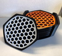 Modern Hexagon Coaster Set (Customizable) 3D model