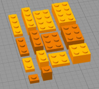 LEGO basic Bricks (1x1-4 and 2x2-4, small and large) 3D model