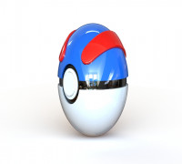 Great Ball - Fully Functional Pokeball with Button and Hinge 3D model