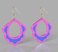 Modern Two-Tone Drop Earrings 3D model