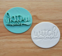 Cookie Cutter - Witch Please Stamp 3D model