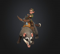Halfling Riding a Badger 3D model