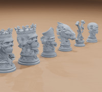 Skulls and Roses Chess Set 3D model