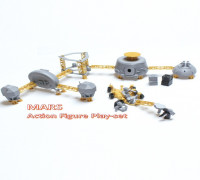 Astronaut Action Figure Play Set for Alien invasion of Mars  3D model
