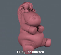 Fluffy The Unicorn (Easy print no support) 3D model