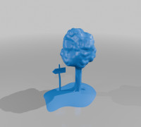 Tree on a Base with signpost 3D model