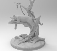 Black panther on a tree 3D model