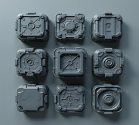 Futuristic Sci-Fi Boxes – Modular 3D Printable Props 3D model