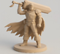 Guerrero Low Poly con espada colosal 3D model