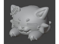 Kitty cat figurine with a fish bone! 3D model
