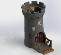 Castle dice tower with moveable gate 3D model