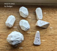 Facets Dice - Full set of custom RPG dice 3D model