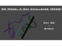 Model A Day Challenge - Day 50 - Straw 3D model