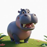 cartoon hippo 3D model