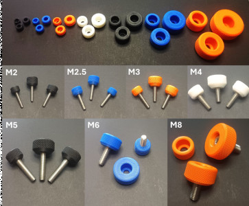 Knurled knobs for M2.5 to M8 internal hex screw 3D model
