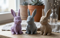 Low Poly Easter Bunny Sculpture 3D model