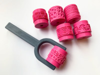 Clay Texture Rollers – Interchangeable Pattern Set with Handle 3D model