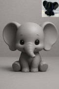 Cute Sitting Elephant 3D model