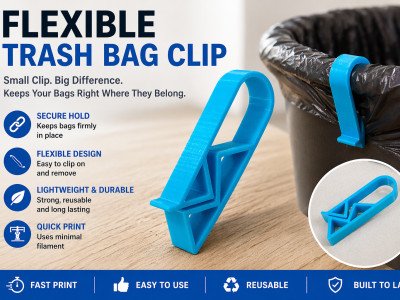 Flexible Trash Bag Clip, Secure, Simple, Versatile 3D model