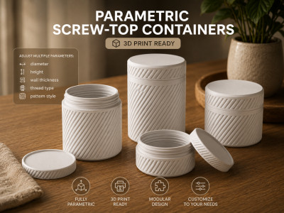 Parametric Screw-Top Containers 3D model