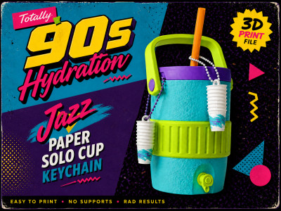 Paper Cups Stack Keychain, Jazz Solo 90s Print 3D model