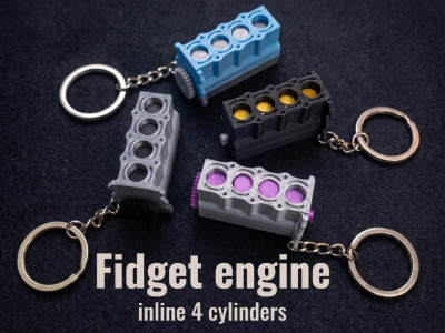 Fidget inline engine keychain 3D model