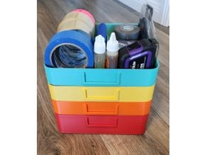 Parametric Stackable Storage Tray System — Removable Handle & Label Holders 3D model