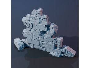 Battle-Damaged Brick Wall 3D model
