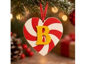 Monogram Peppermint Heart - Letter B 3D model