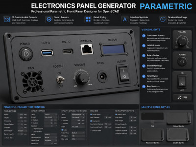 Parametric Electronics Panel Generator - OpenSCAD 3D model