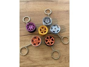 Realistic mini wheels keychains 3D model