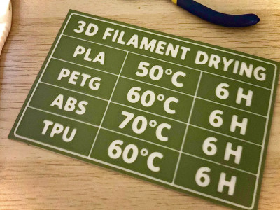 Simple Basic Filament Drying Settings Guide 3D model