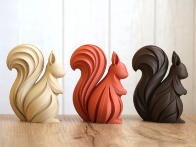Autumn Squirrel Trio 3D model