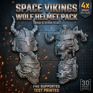 Wolf Helmet Pack - Space Vikings 3D model