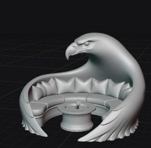 Semicircular eagle-shaped armchair 3D model