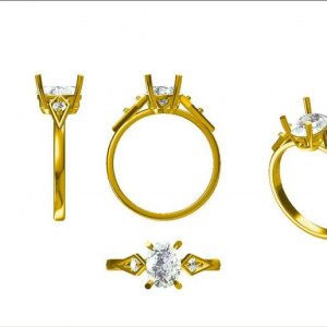 8x6 OVAL STONE RING 3D model
