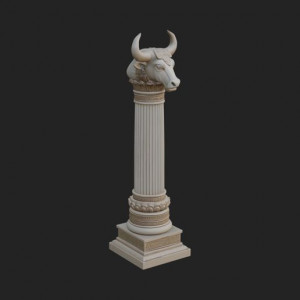 Bull Head Column Design 2 - 3D Print Model 3D model