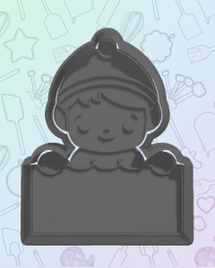 Elf Plaque Cookie Cutter 3D model