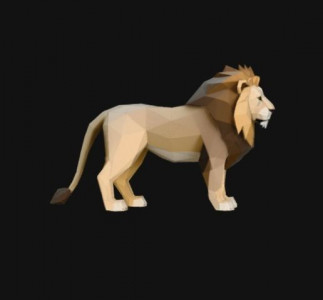 low poly lion wall2 3D model