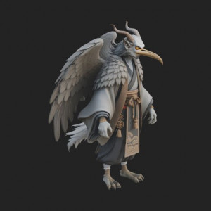 Beastman with Eagle Head Statue Design 5 - 3D Print Model 3D model