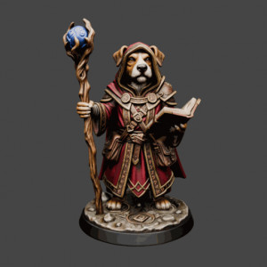Dog Scholar Wizard Miniature 3D model