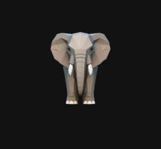low poly elephant head2 3D model