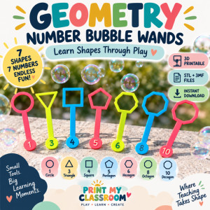 Geometry Number Bubble Wands | 3D Printable Math Manipulatives 3D model