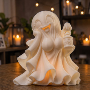 Cute Ghost with Lantern Tealight Holder 3D model