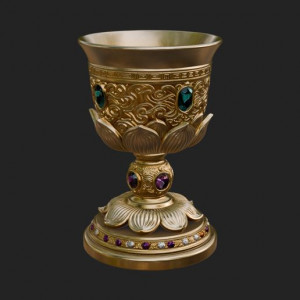 Gem Set Altar Chalice Model Design 2 - 3D Print Model 3D model